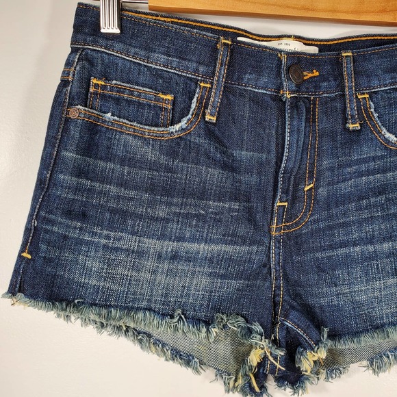 Abercrombie & Fitch Mid-Rise Cutoff Denim Shorts Dark Wash Size 0 - Picture 3 of 11